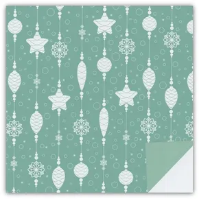 Papier do pakowania folia PP 70x100 cm świąteczny zielony z ozdobami